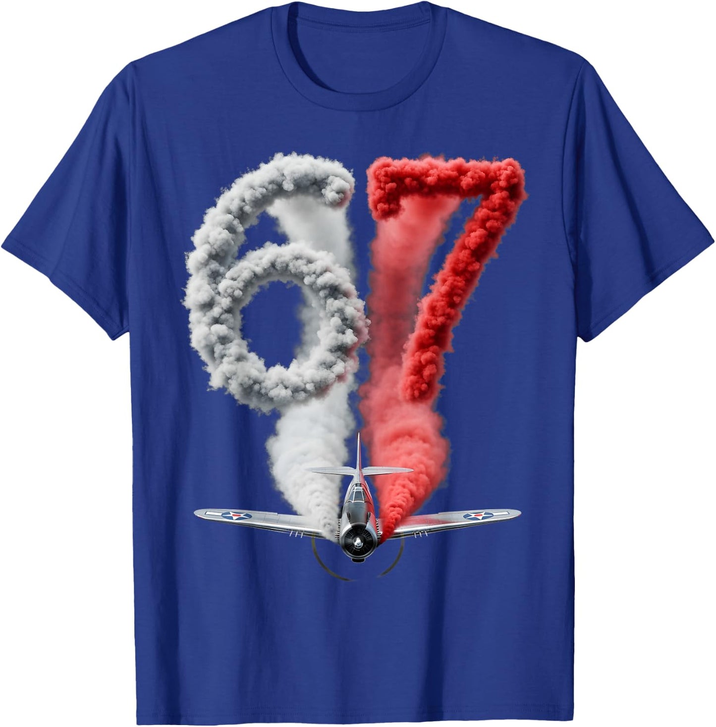 Funny Six Seven 6 7 Meme Gen Alpha Slang 6 7 Airplane Pilot T-Shirt - T-Shirt | Royal