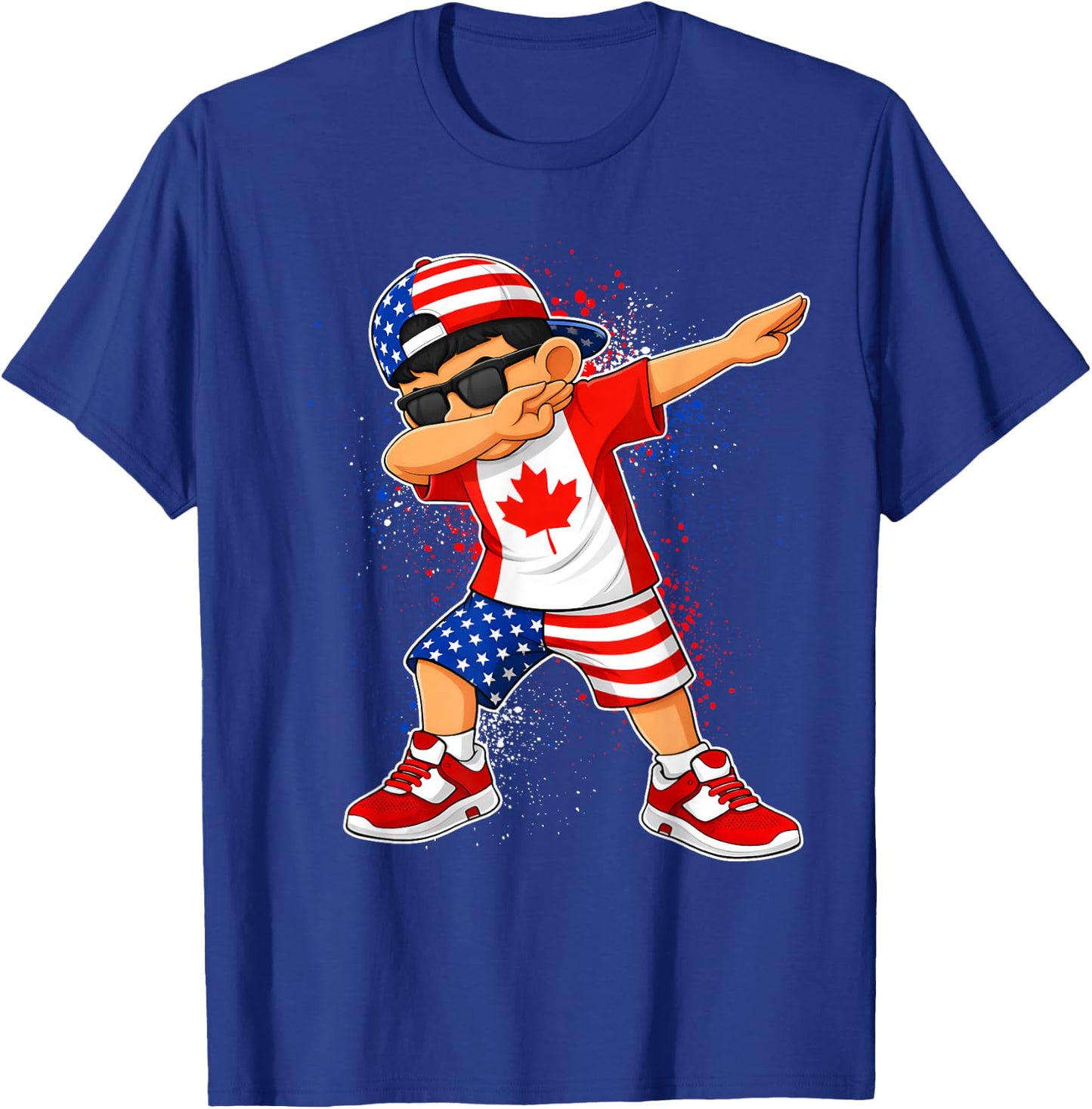 Half American Canadian Boy Dabbing Canada Pride Boys Kids T-Shirt - T-Shirt | Royal