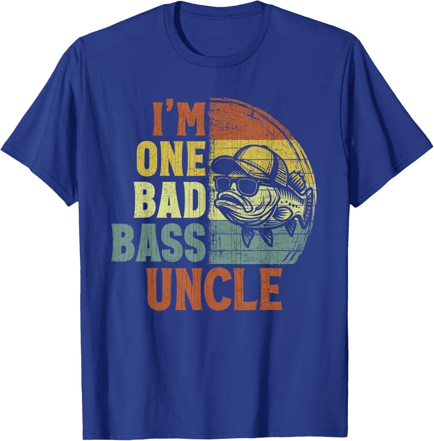 Vintage I'm One Bad Bass Uncle Funny Fishing Uncle T-Shirt - T-Shirt | Royal