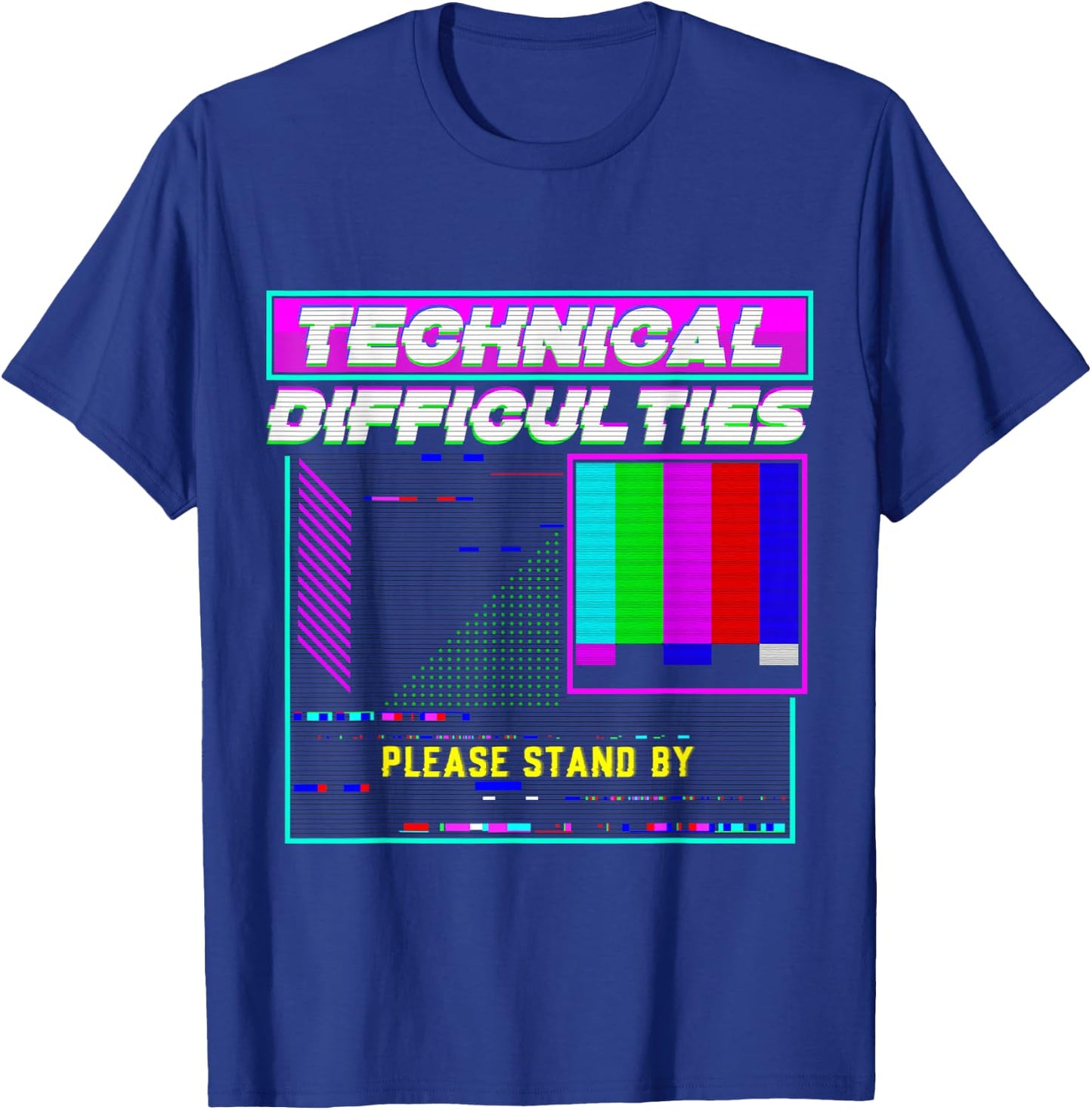 Technical Difficulties Glitch Tech Vaporwave Retro TV Techie T-Shirt - T-Shirt | Royal