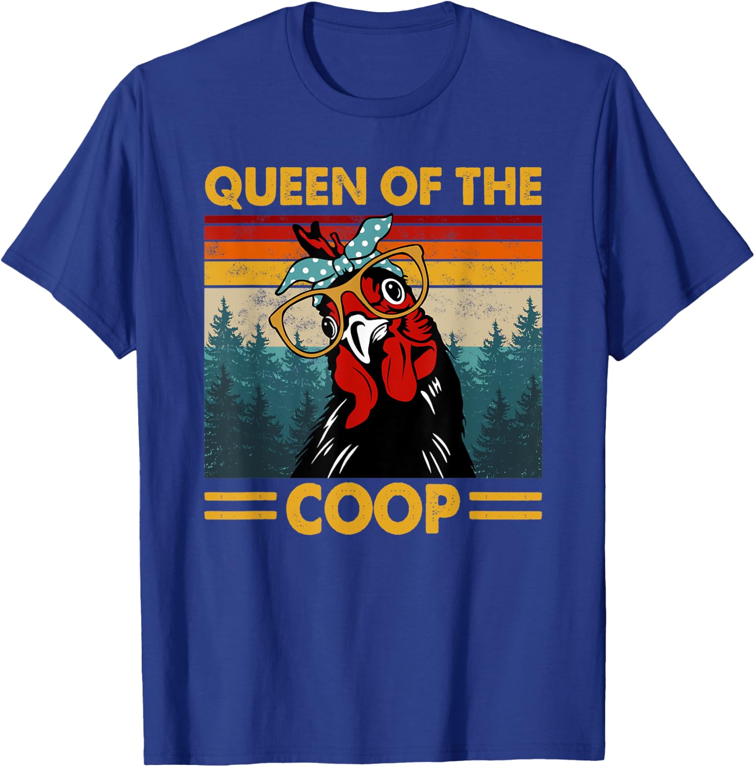 Queen Of The Coop Vintage Chicken Lady Sunglass T-Shirt - T-Shirt | Royal