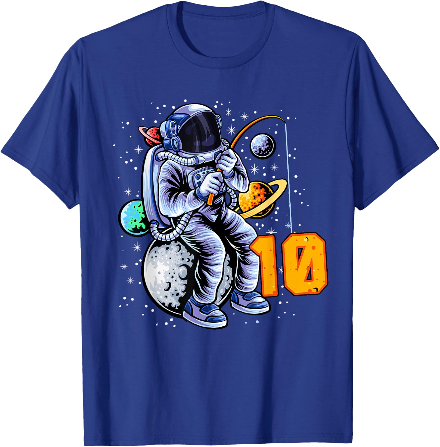 10 Years Old Birthday Boy Astronaut Gifts Space 10th B-Day T-Shirt - T-Shirt | Royal