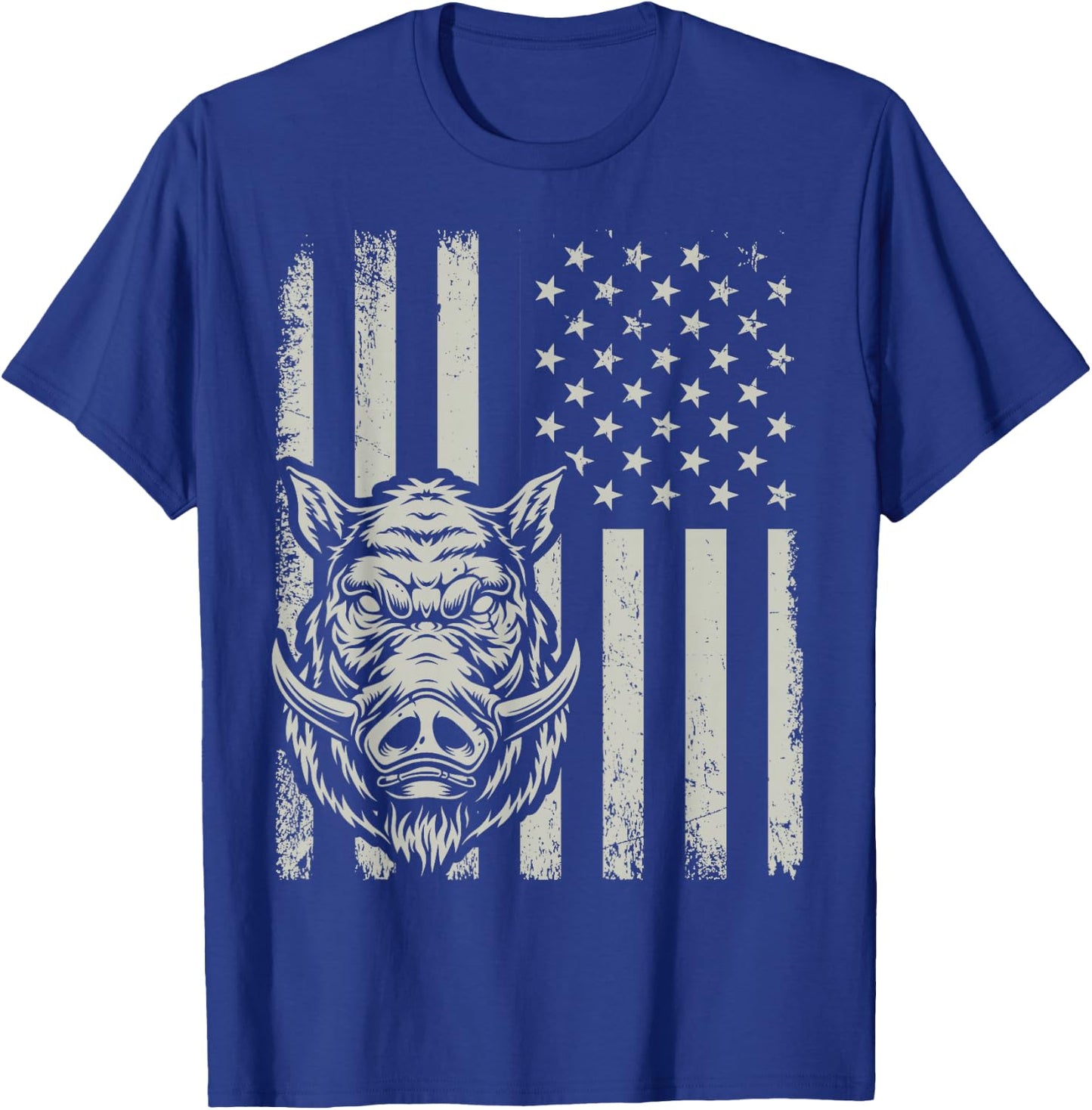 Proud Patriotic Wild Boar Hunting Lover American Flag T-Shirt - T-Shirt | Royal
