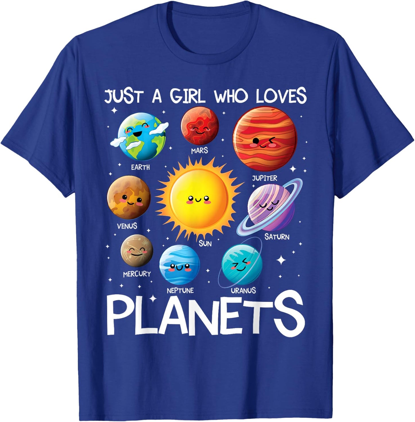 Just A Girl Who Loves Planets Solar System Space Science T-Shirt - T-Shirt | Royal