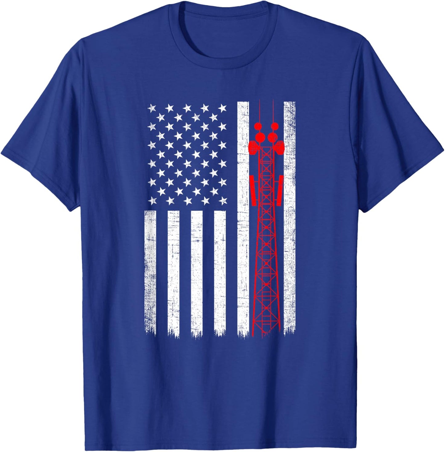 Tower Climber American Flag, Tower Climber T-Shirt - T-Shirt | Royal