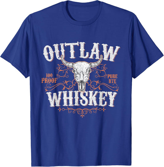Outlaw Whiskey Country Vintage Graphic T-Shirt - T-Shirt | Royal