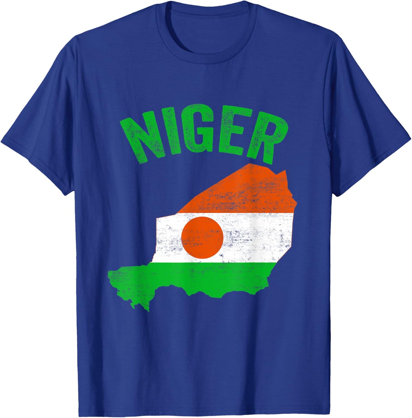 Distressed Retro Niger Flag Niger Map Patriotic Women Kids Men T-Shirt - T-Shirt | Royal