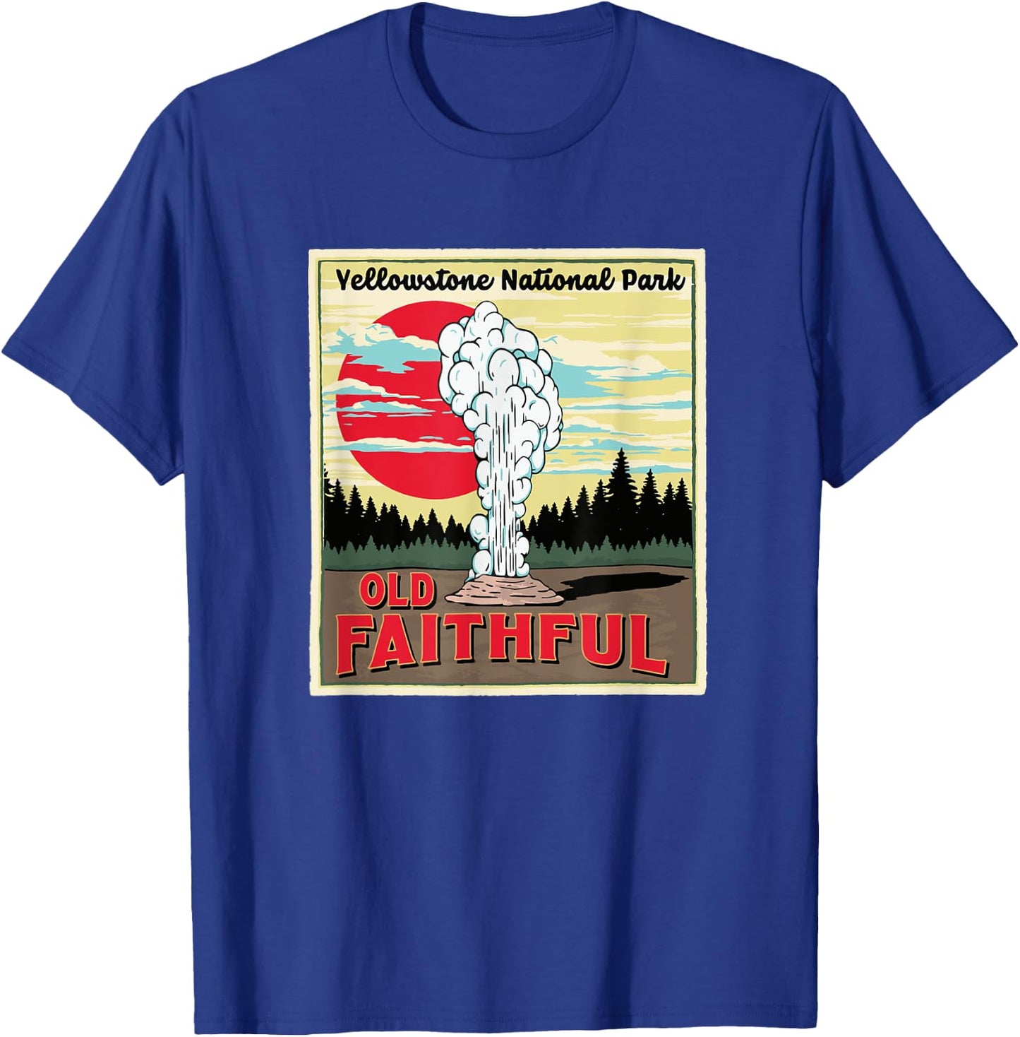 Old Faithful Geyser Yellowstone National Park Retro Vintage T-Shirt - T-Shirt | Royal