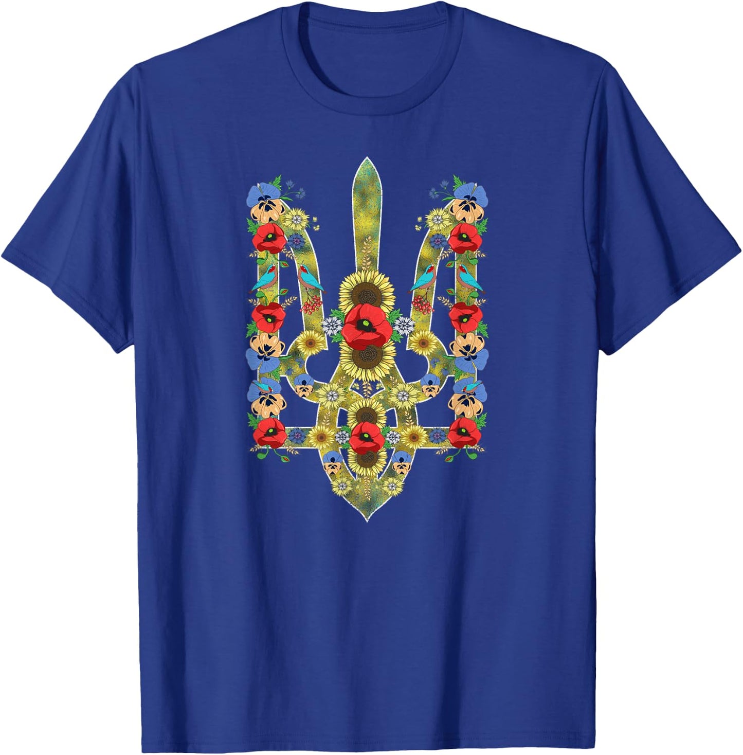Ukrainian Trysub Sunflower Retro Floral Ukraine Vyshyvanka T-Shirt - T-Shirt | Royal