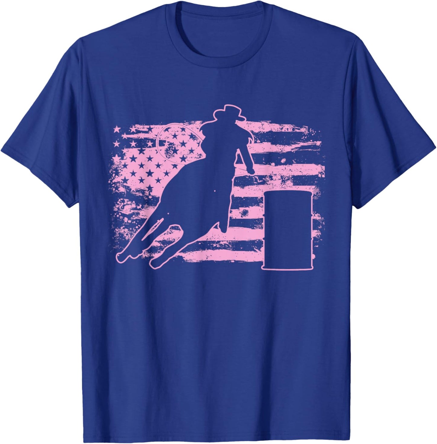 Barrel Racing USA American Flag Gift Barrel Racers T-Shirt - T-Shirt | Royal