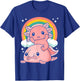 Cute Kawaii Pink Axolotl Riding a Blob Fish T-Shirt - T-Shirt | Royal
