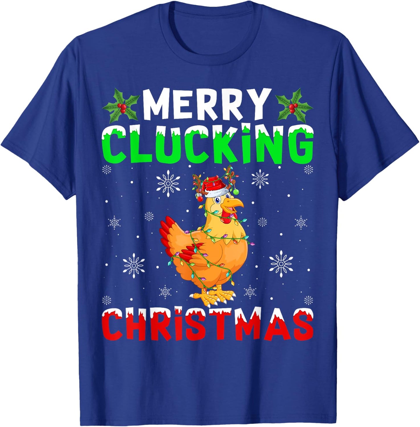 Matching Family Santa Chicken Merry Clucking Christmas T-Shirt - T-Shirt | Royal