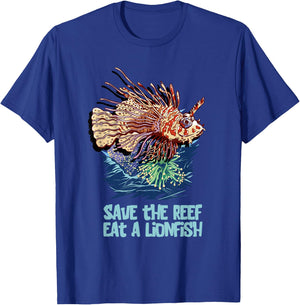 Lionfish Save The Reef Eat Lion Funny Cute Sea Rock Diver T-Shirt - T-Shirt | Royal