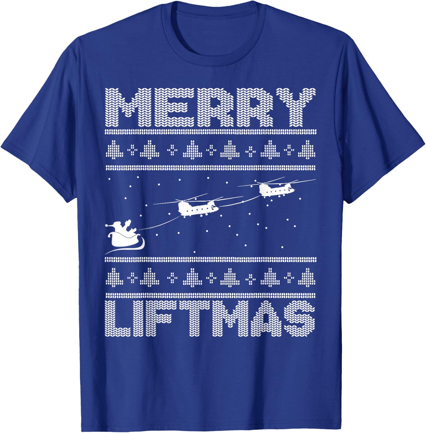 THE SALTY VETERAN Merry Liftmas Chinook Helicopter Ugly Christmas Kids T-Shirt - T-Shirt | Royal