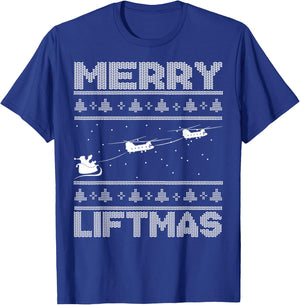 THE SALTY VETERAN Merry Liftmas Chinook Helicopter Ugly Christmas Kids T-Shirt - T-Shirt | Royal
