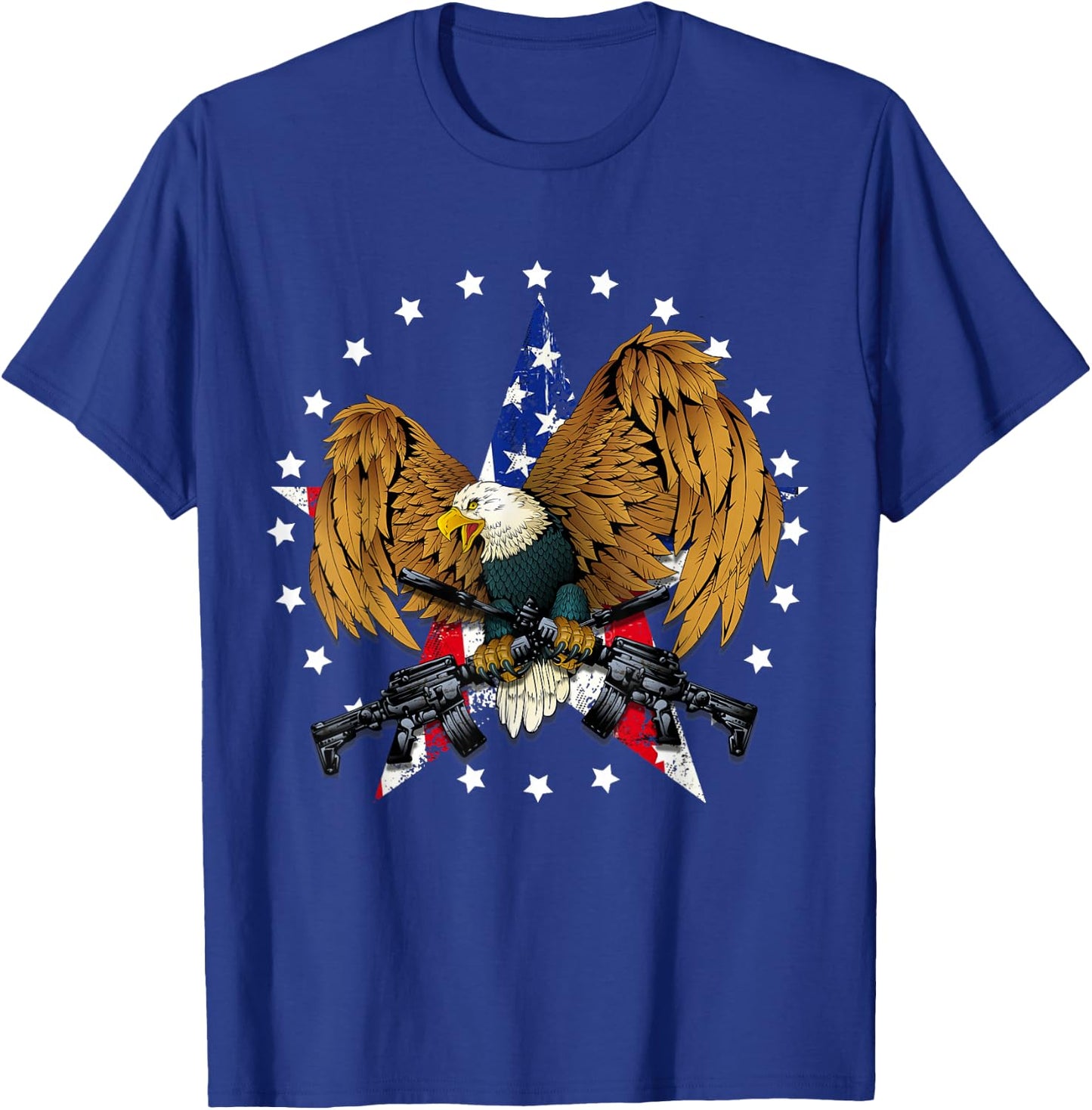 Eagle with Guns 2nd Amendment Men Women Gift T-Shirt - T-Shirt | Royal