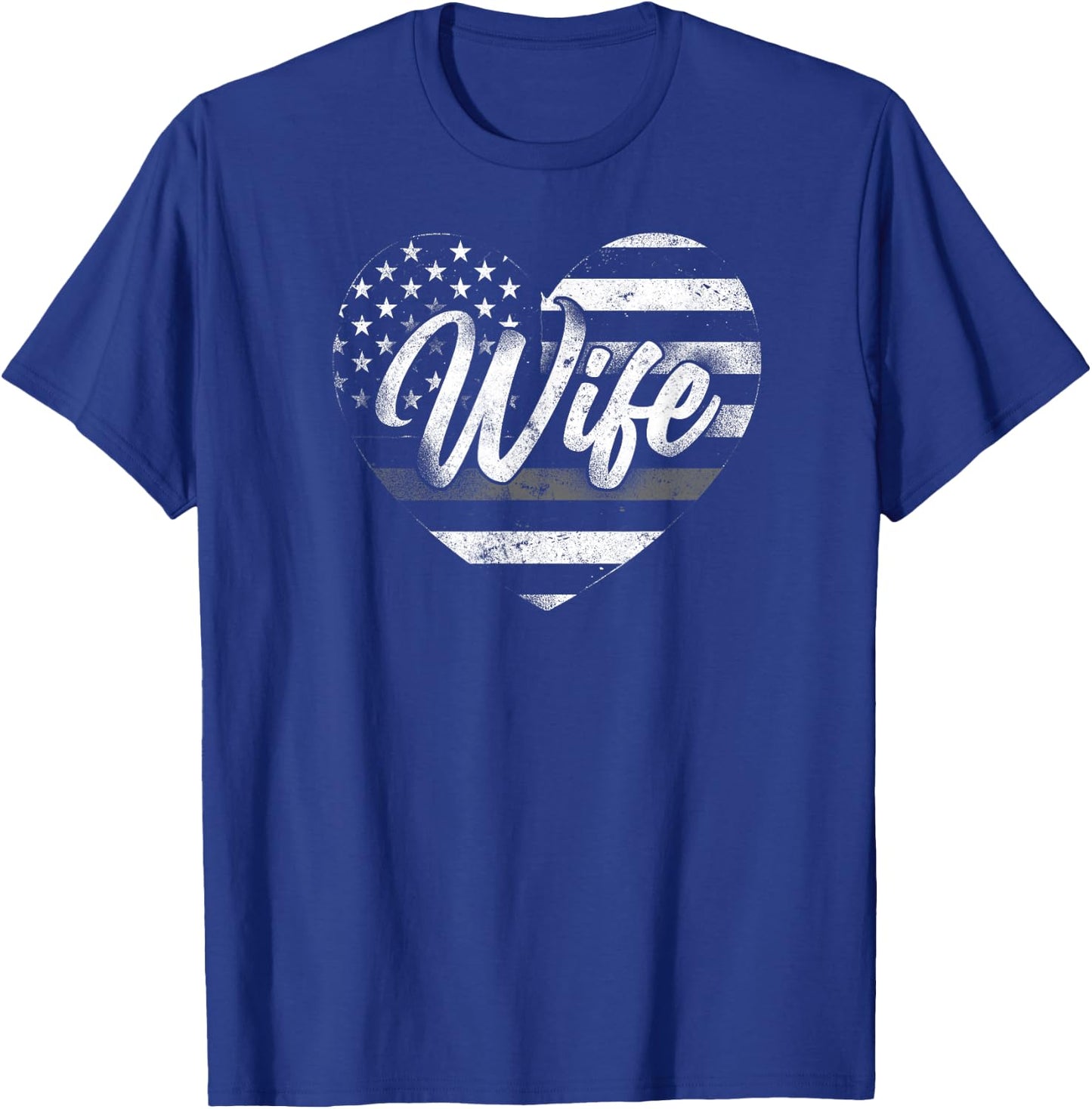 Correctional Officer Wife Marriage Heart American Flag T-Shirt - T-Shirt | Royal