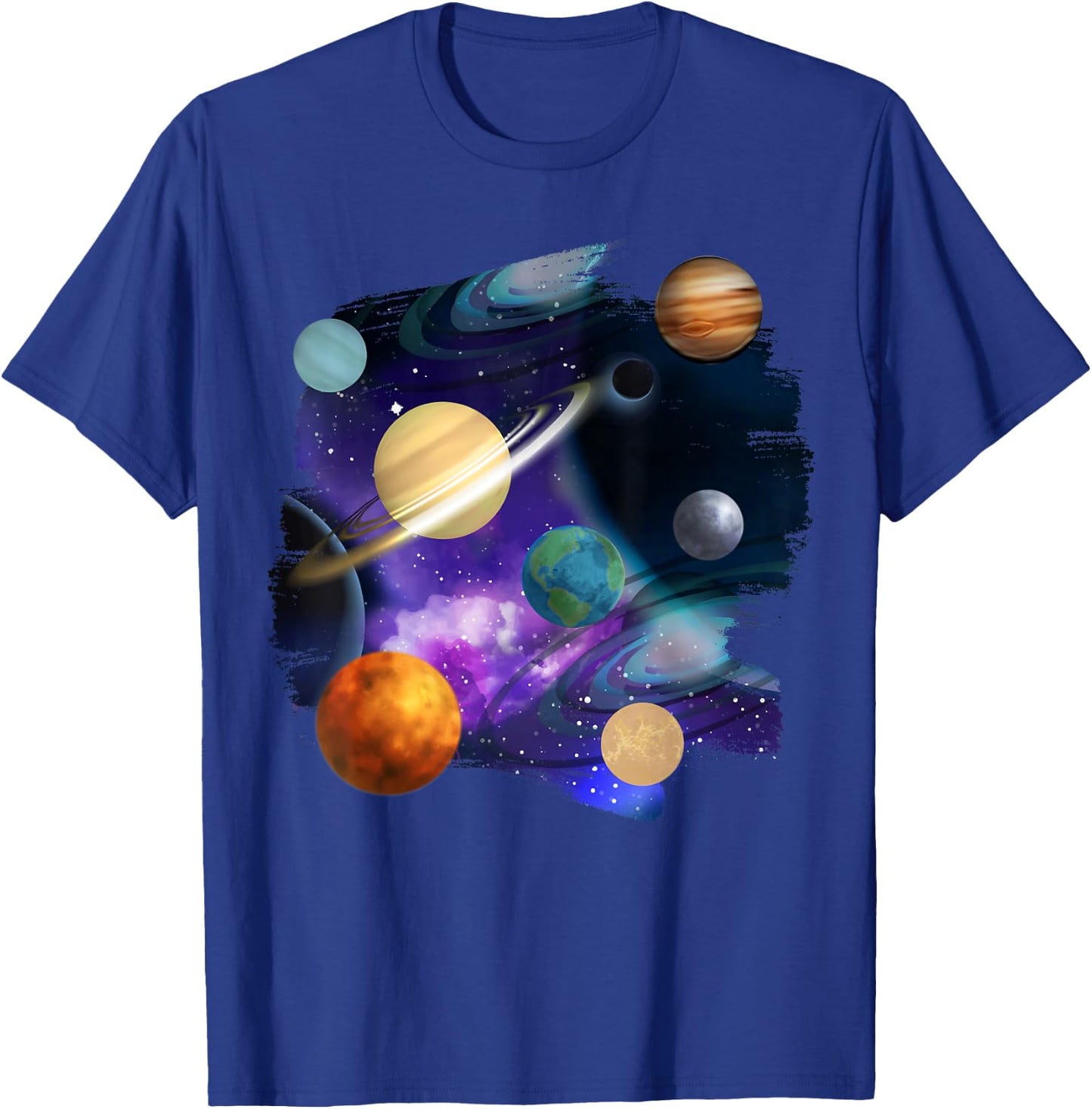 Colorful Solar System Graphic Space T-Shirt - T-Shirt | Royal