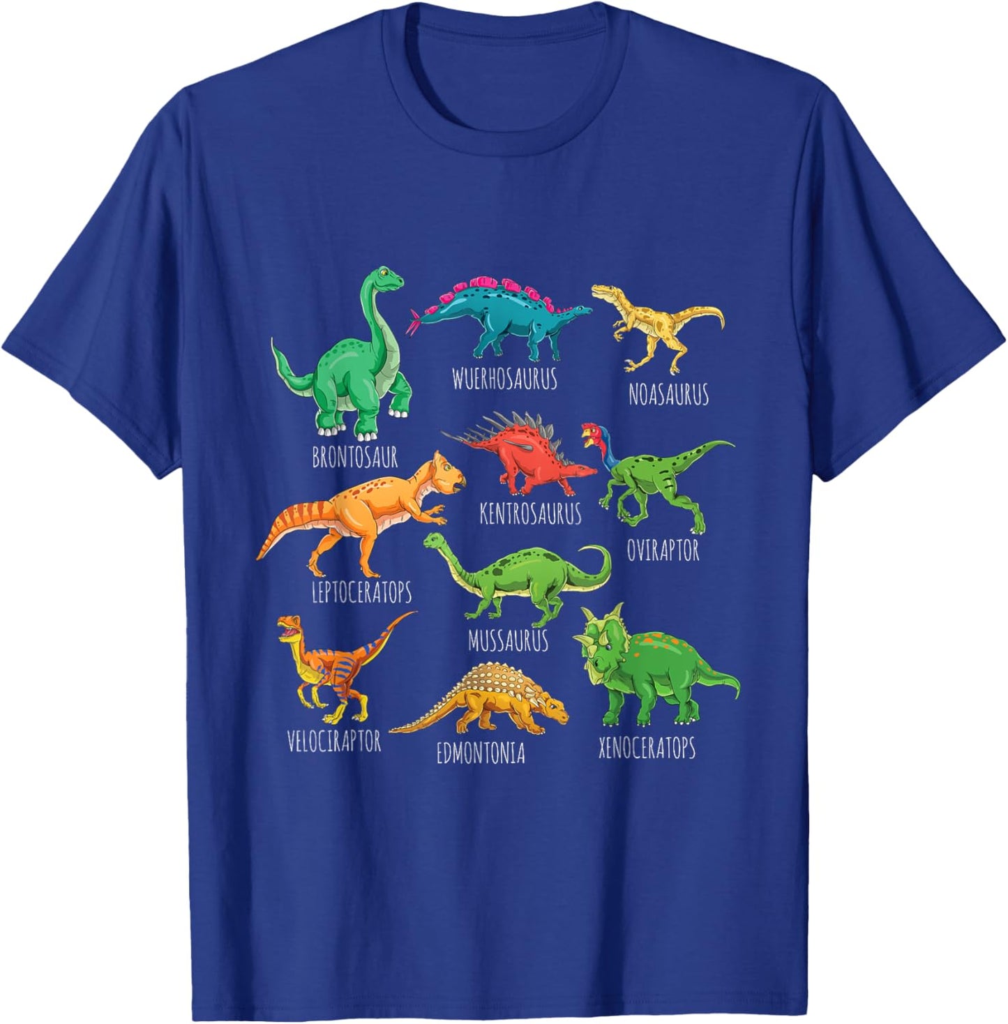 Types Of Dinosaurs Graphics Dino Identification T-Shirt - T-Shirt | Royal