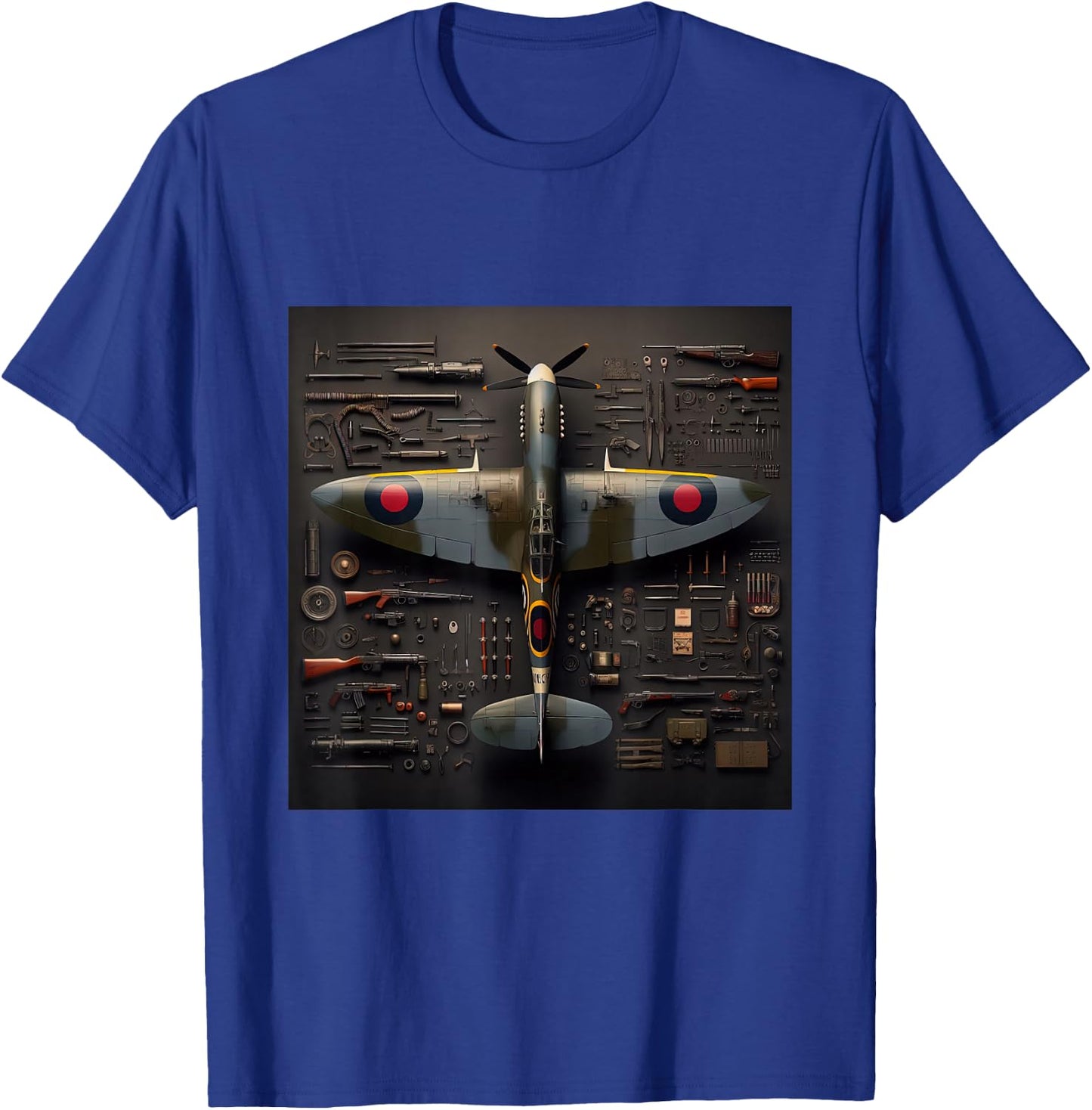 WW2 Spitfire Iconic British Airplane Assembly Parts T-Shirt - T-Shirt | Royal