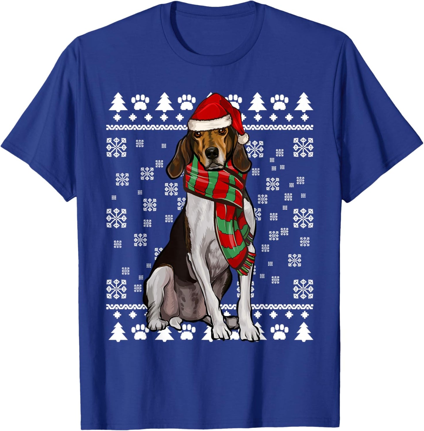 Treeing Walker Coonhound Dog Santa Hat Xmas Ugly Christmas T-Shirt - T-Shirt | Royal