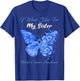 Butterfly I Wear Blue For My Sister Rectal Cancer Awareness T-Shirt - T-Shirt | Royal