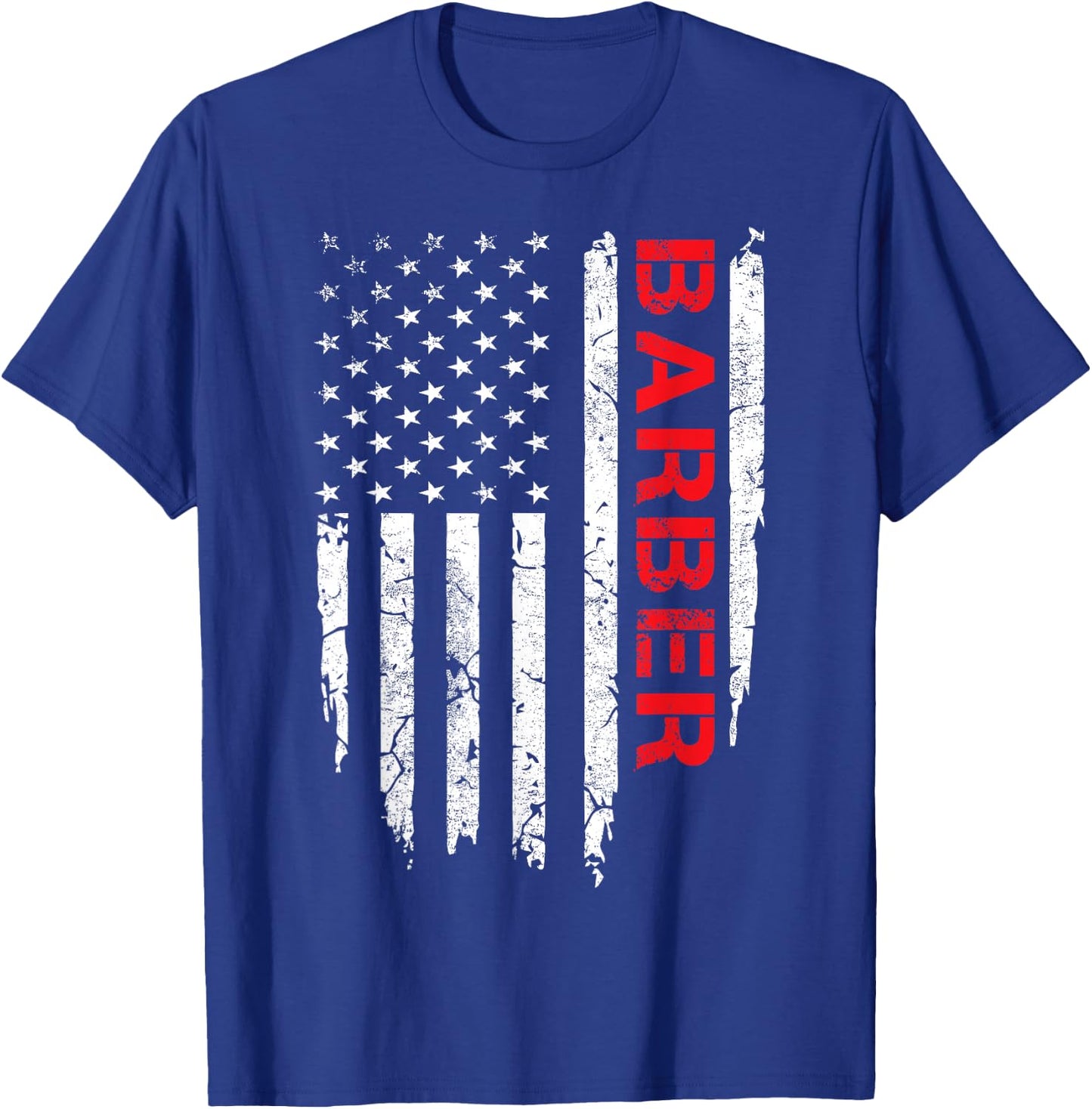 Vintage American Flag Barber 4th of July Patriotic T-Shirt - T-Shirt | Royal