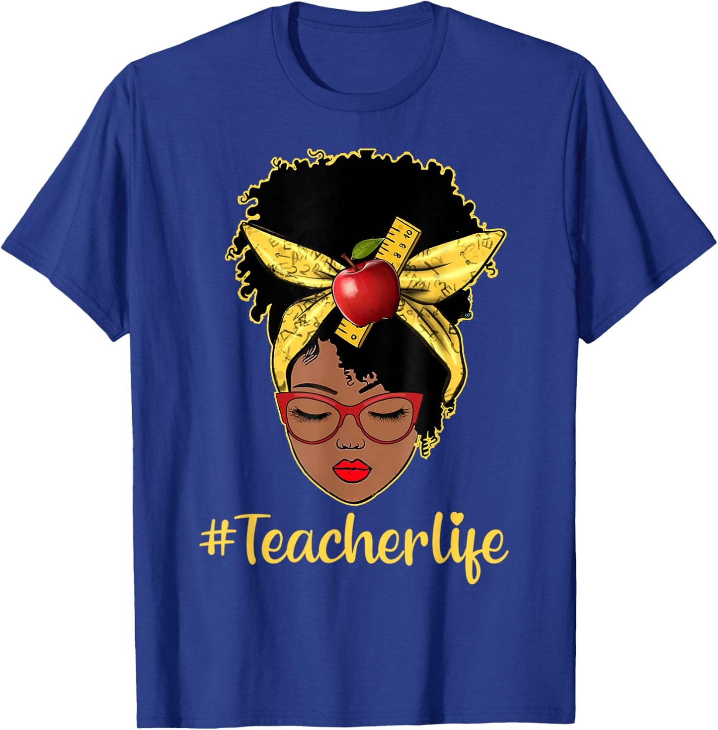 Teacher Life Black Afro African Melanin Women Back To School T-Shirt - T-Shirt | Royal