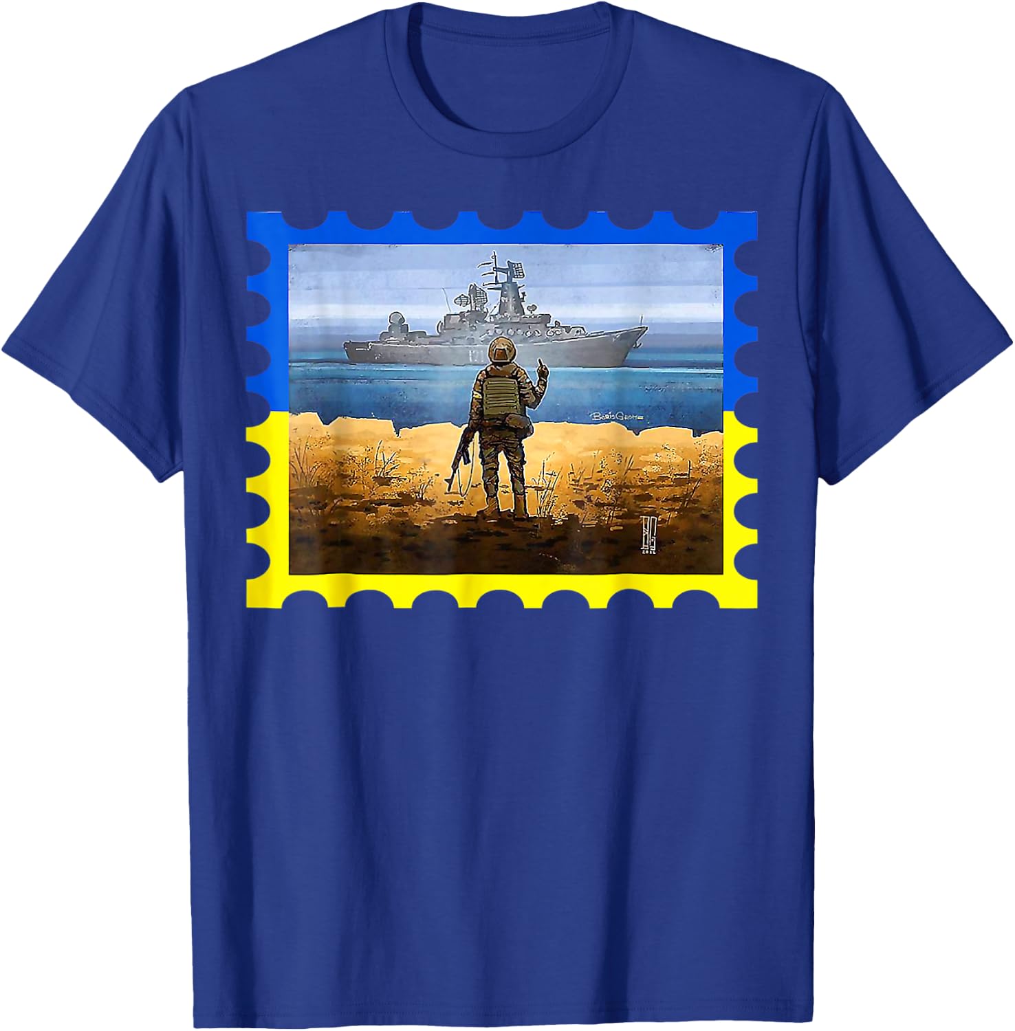 Vintage Ukraine Postage Stamp Flag Pride T-Shirt - T-Shirt | Royal