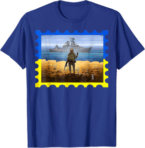 Vintage Ukraine Postage Stamp Flag Pride T-Shirt - T-Shirt | Royal