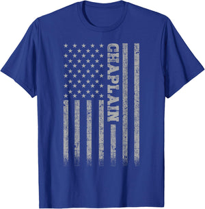 Chaplain American Flag T-Shirt - T-Shirt | Royal