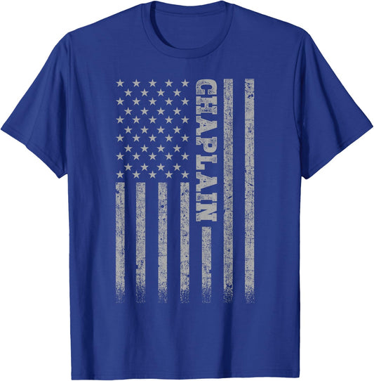 Chaplain American Flag T-Shirt - T-Shirt | Royal