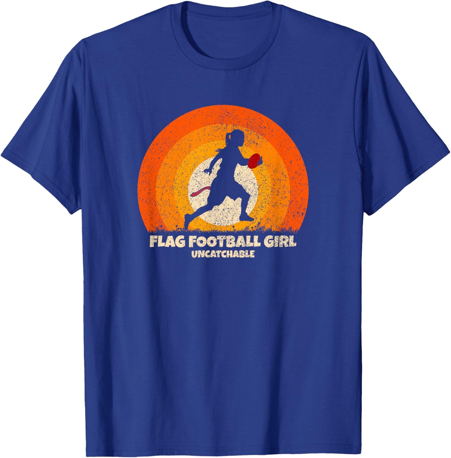Flag Football Girl Uncatchable on Flag Football T-Shirt - T-Shirt | Royal