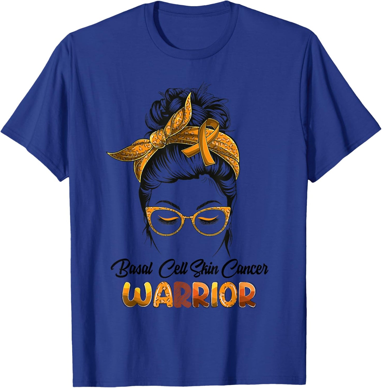 Basal Cell Skin Cancer Warrior Messy Bun Survivor Believe T-Shirt - T-Shirt | Royal