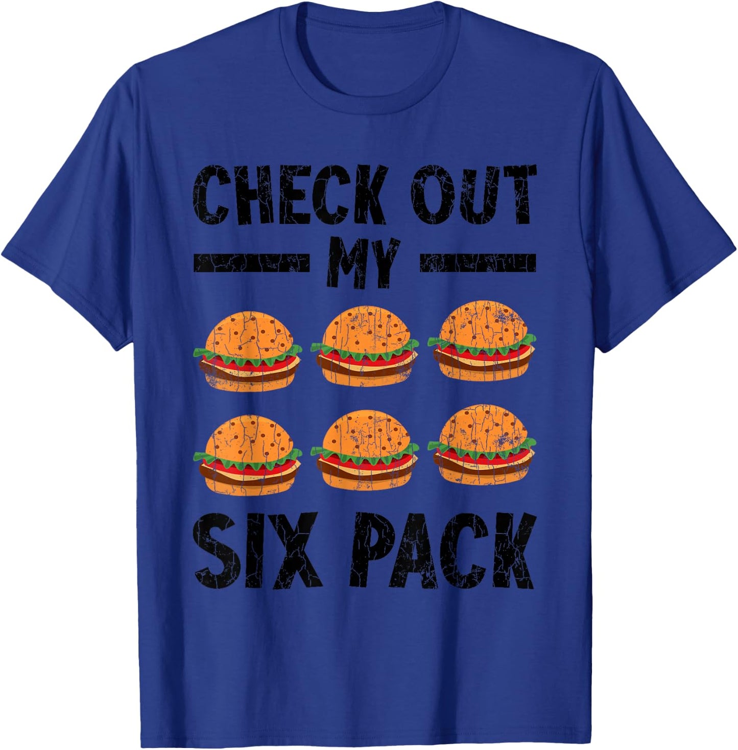 Check Out My Six Pack Burger Funny Cheeseburger Graphic T-Shirt - T-Shirt | Royal