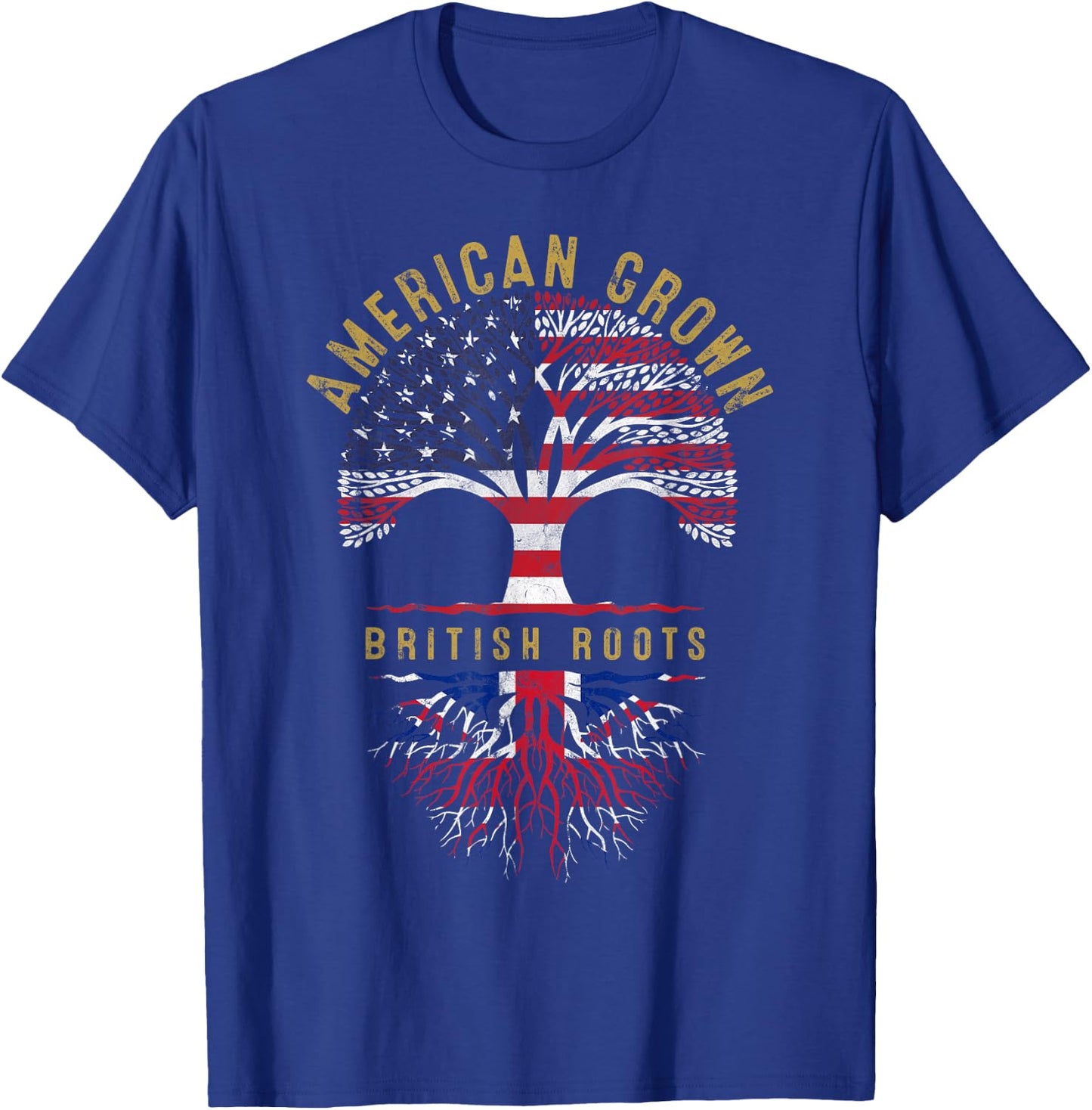 American Grown British Roots Tree Flag Family Heritage T-Shirt - T-Shirt | Royal