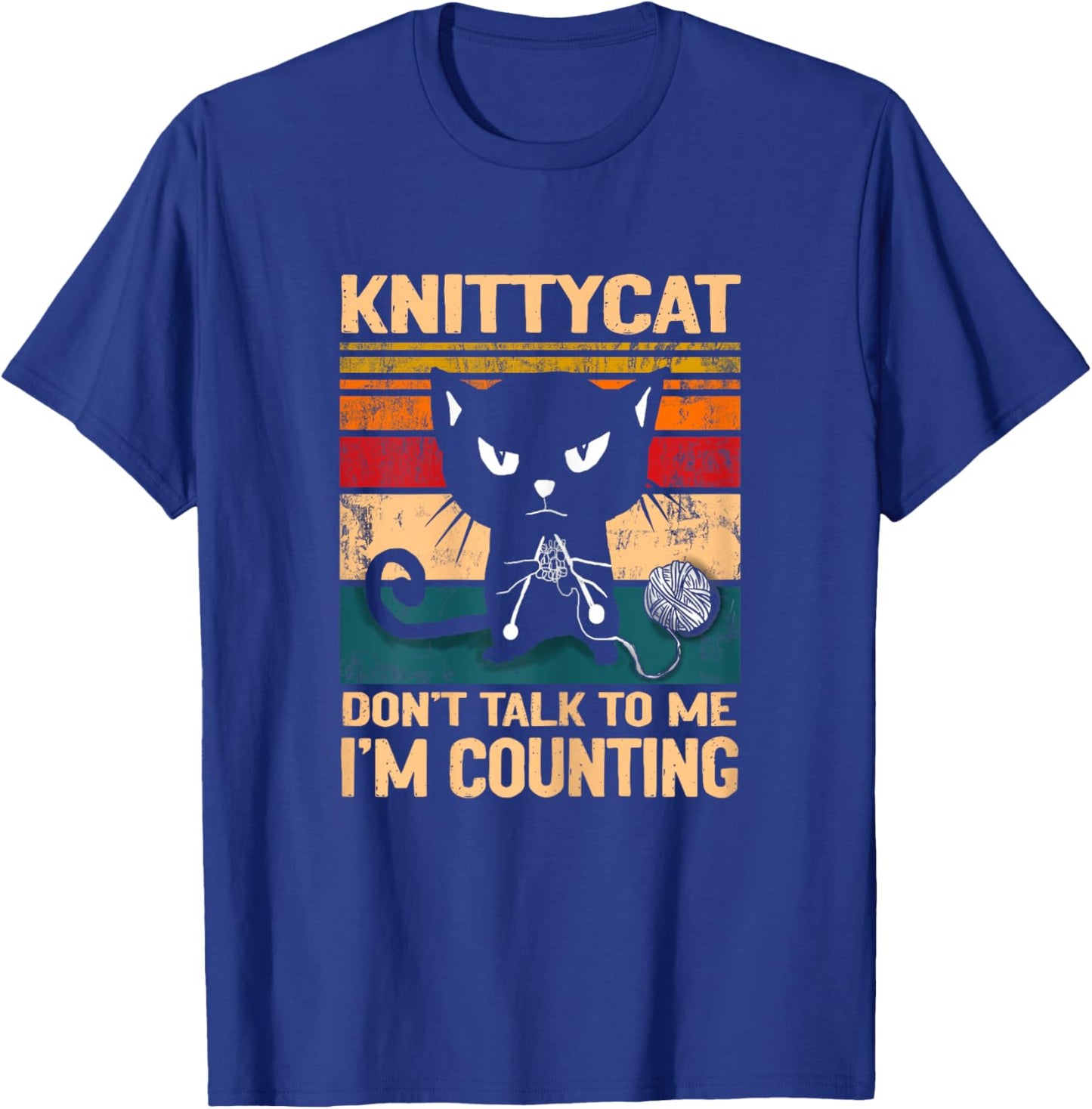 Black Cat Dont talk to me I´m counting Knitting Lover Knit T-Shirt - T-Shirt | Royal