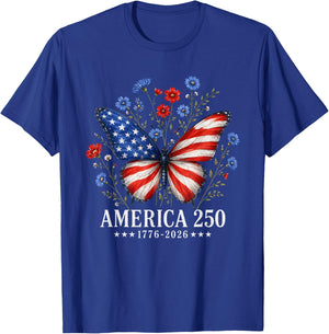 America US Flag 250 1776 2026 250th Anniversary 4th of July T-Shirt - T-Shirt | Royal