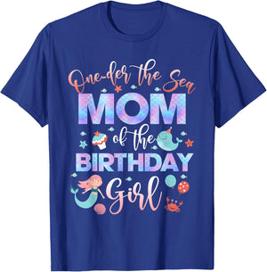 Mom Of The Mermaid Birthday Girl Shirt Under Sea Mama 1st T-Shirt - T-Shirt | Royal