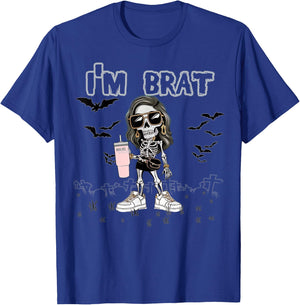 Halloween I'm Brat Boujee Skeleton Girl Funny October T-Shirt - T-Shirt | Royal