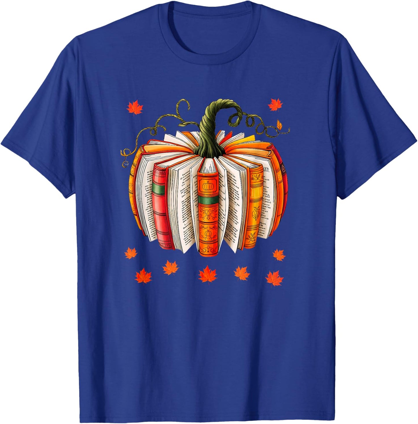 Book Lover Pumpkin Book Teacher Fall Halloween Thanksgiving T-Shirt - T-Shirt | Royal