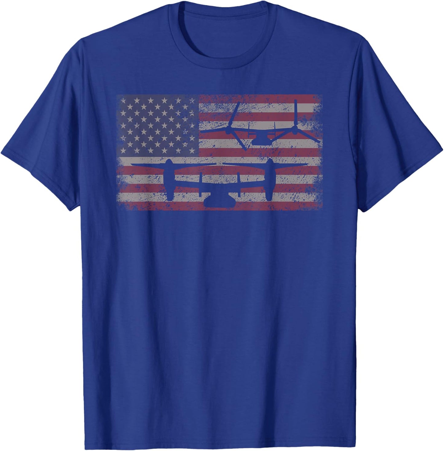 USA Flag Planes by Maljonic V-22 Osprey VTOL Plane American Flag , -Adults, Black, Small, Short Sleeve T-Shirt - T-Shirt | Royal