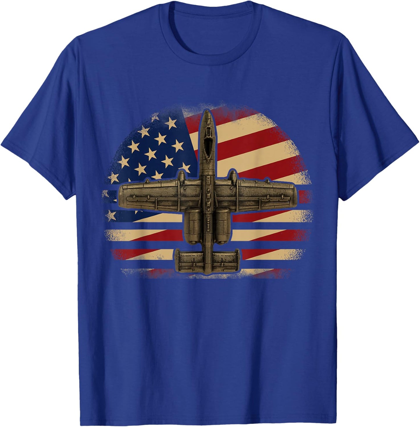 A-10 Warthog Shirts Military Fighter Jet USA Flag T-Shirt - T-Shirt | Royal
