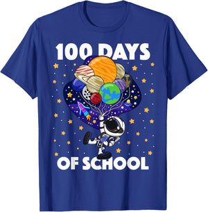 100 Days of School Astronaut Space Boys Kids 100th Day T-Shirt - T-Shirt | Royal