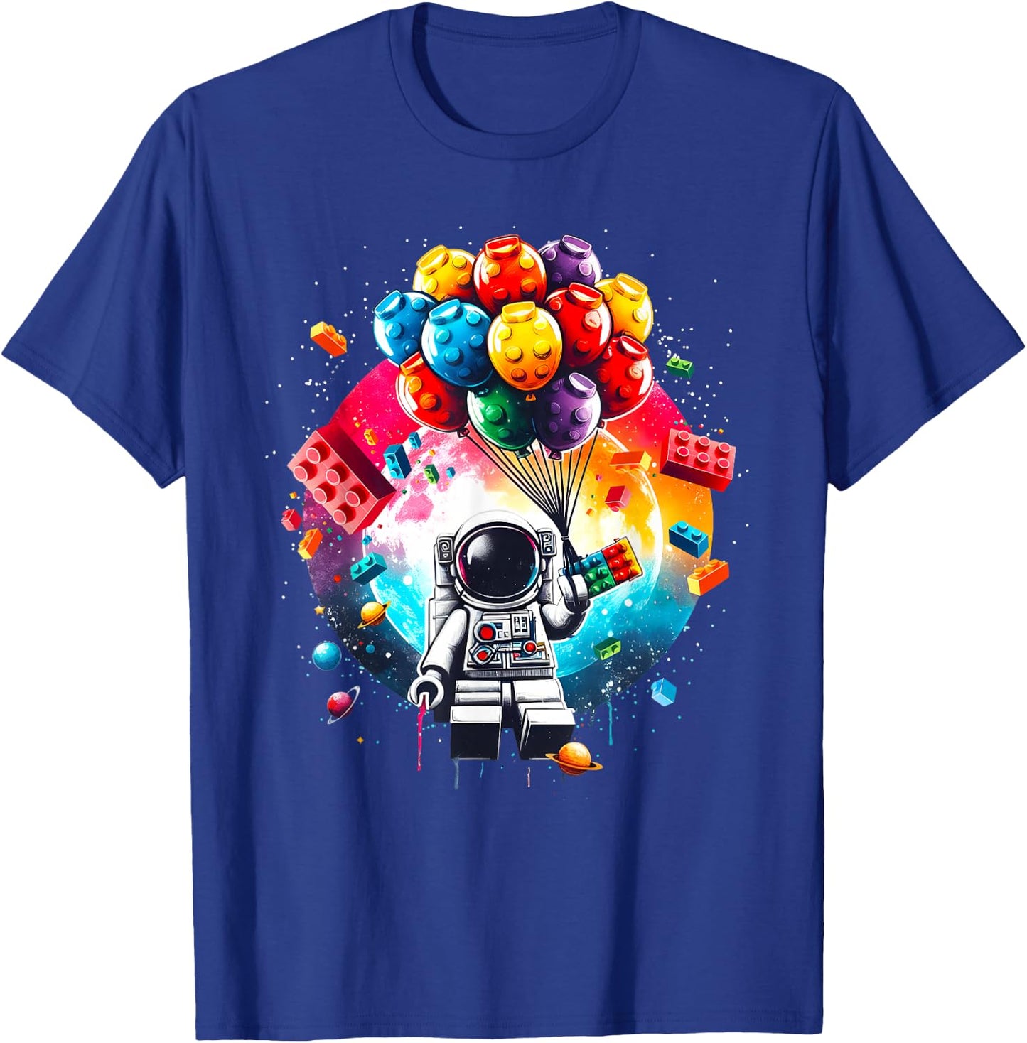 Space Astronaut Master Builder and Funny Building Blocks T-Shirt - T-Shirt | Royal