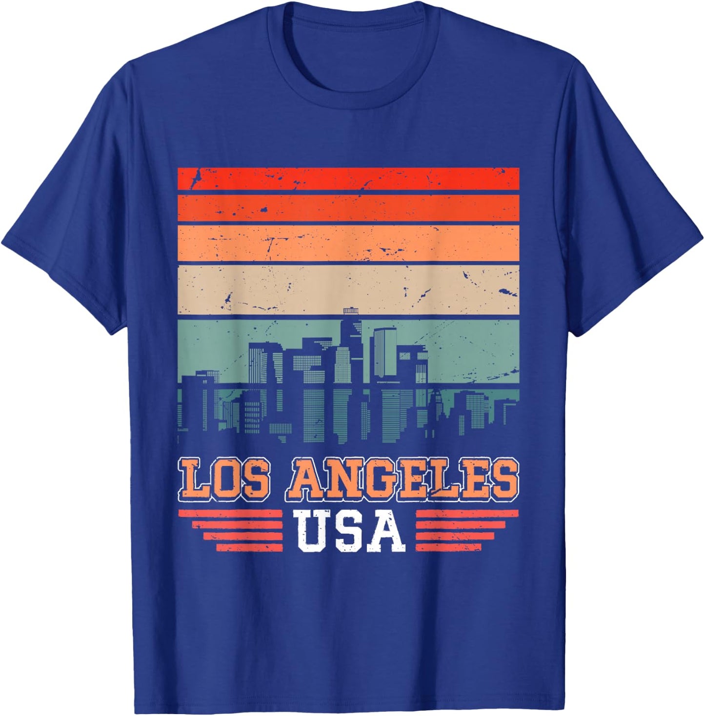 Los Angeles USA Retro Vintage Sunset Skyline Los Angeles T-Shirt - T-Shirt | Royal