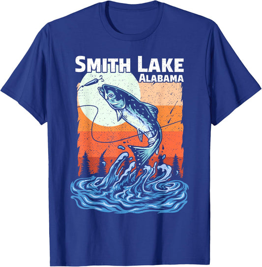 Summer Fishing Retro Sunset Alabama Smith Lake Women Kids T-Shirt - T-Shirt | Royal