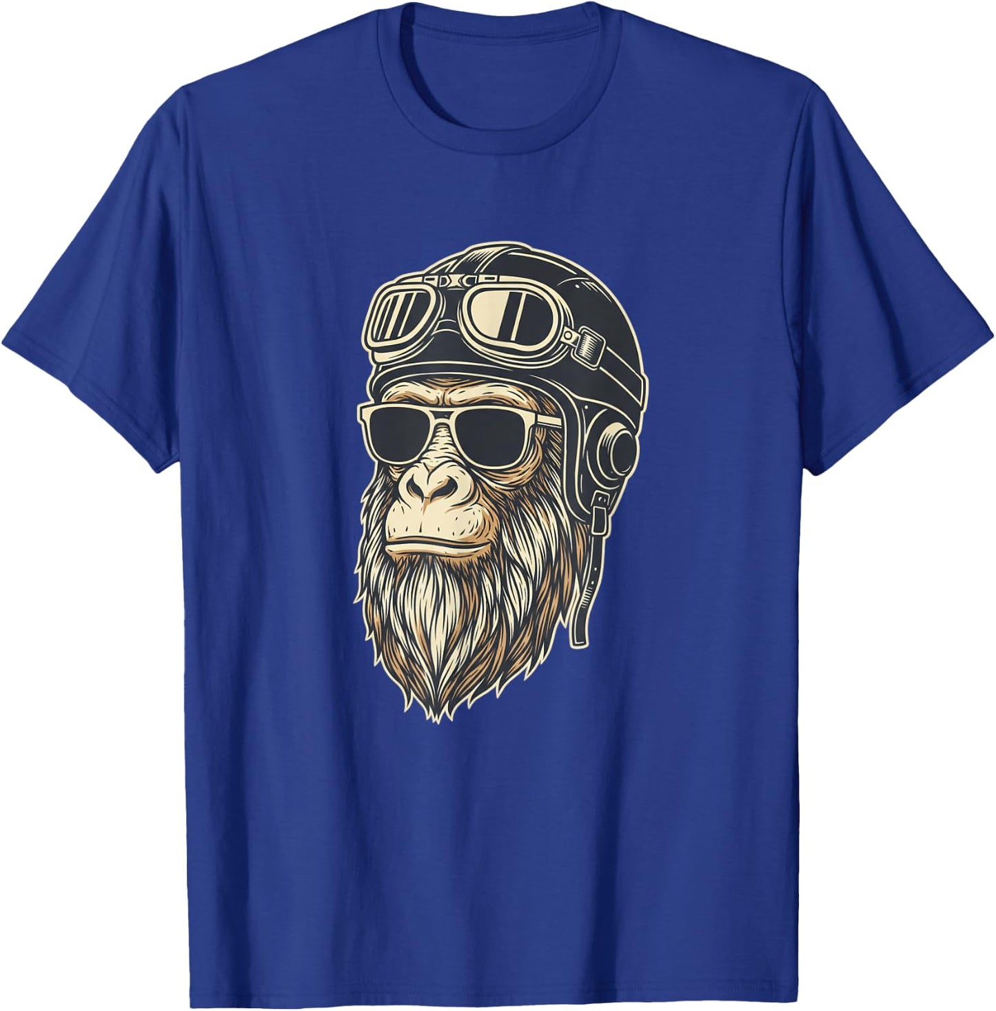 Monkey Pilot Helmet Sunglasses Vintage Ape Jungle Funny T-Shirt - T-Shirt | Royal