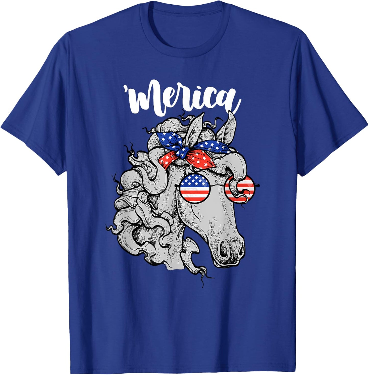 Patriotic Horse 4th Of July Merica American Flag USA Horse T-Shirt - T-Shirt | Royal