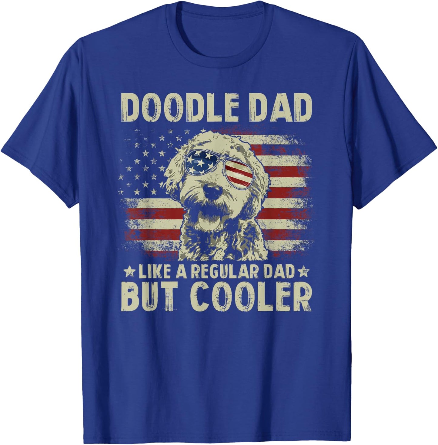 Vintage USA Flag Goldendoodle Doodle Dad Fathers Day Men T-Shirt - T-Shirt | Royal